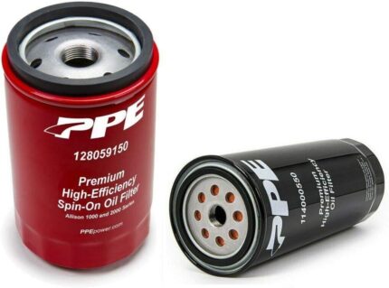 PPE Double Deep Spin On Transmission Filter 128059150 & 5 Micron Premium High-Efficiency Oil Filter 114000550 Compatible with 2001-2019 Chevy/GMC 6.6 LB7 LLY LBZ LMM LML L5P Duramax Diesel