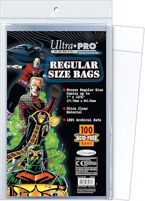 91shu-Q3xL._AC_SX466_ Ultra PRO Regular Size 7-1/8 x 10-1/2″ Comic Bags (100 Count Pack), Small, Clear - Image 1